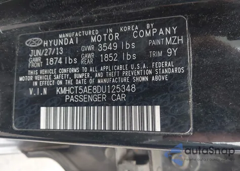 2013 Hyundai Accent Gs from USA, damaged, VIN KMHCT5AE8DU125348